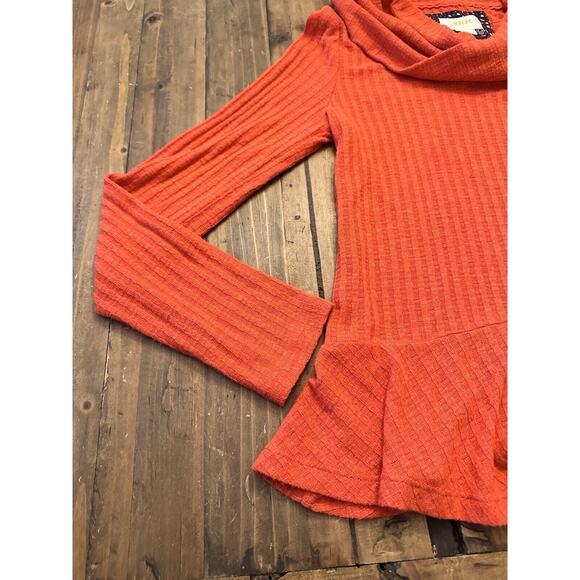 Maeve By Anthropologie Cowl Neck Peplum Sweater Top Size XS Coral Pullover Shirt - Picture 3 of 13